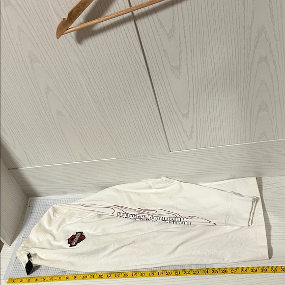 Harley-Davidson Shirt Men Size XL White Embroidered Long Sleeve Tee Flame *flaw - Picture 11 of 12